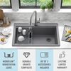 33&rdquo; Granite Composite Workstation Kitchen Sink Drop-In Top Mount Single Bowl with WorkFlow&trade; Ledge and Accessories in Dark Grey